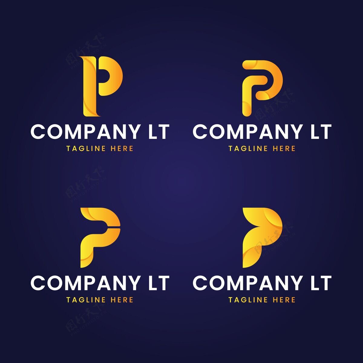 品牌渐变p标志模板集合LogoCorporateCompany