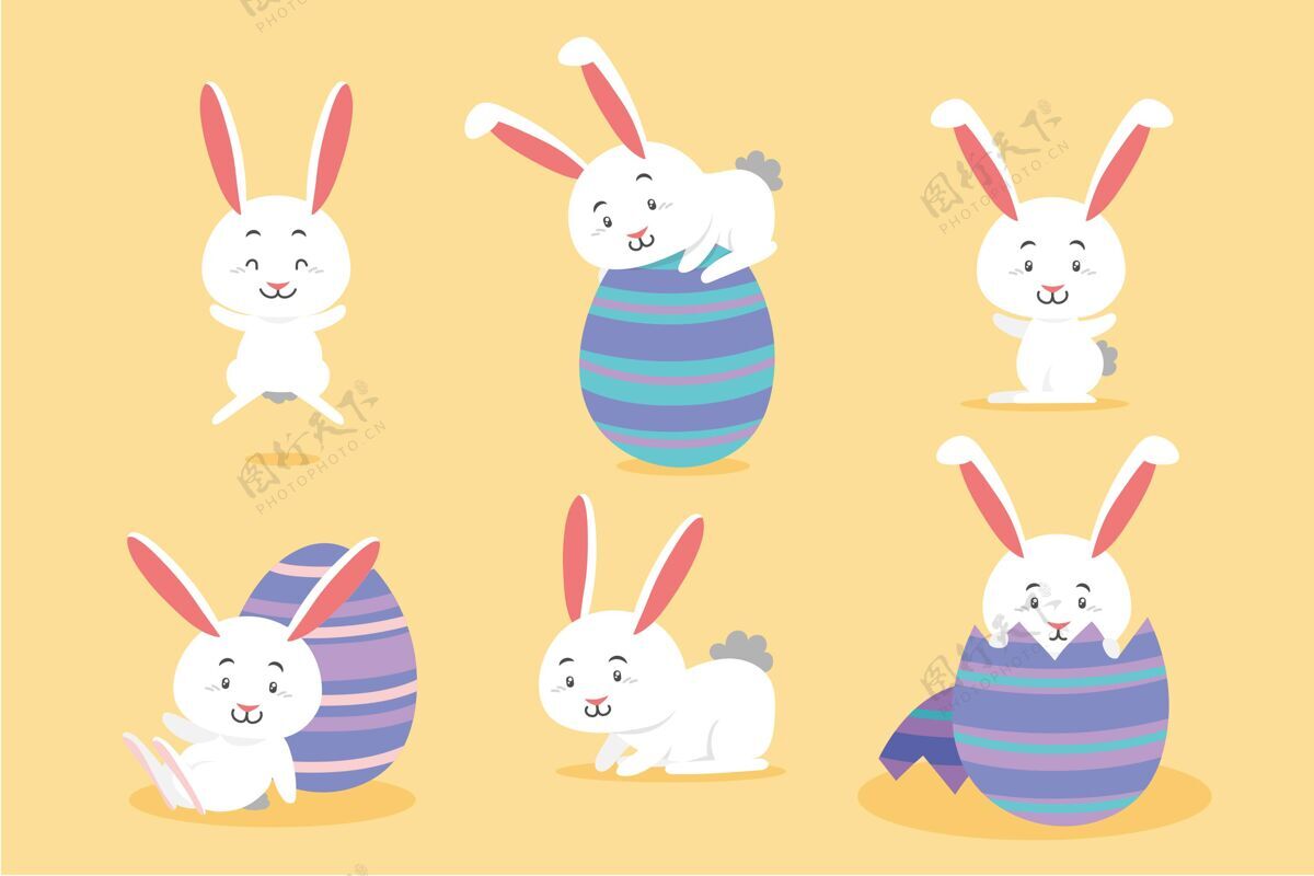 可爱复活节兔子系列收集设置包