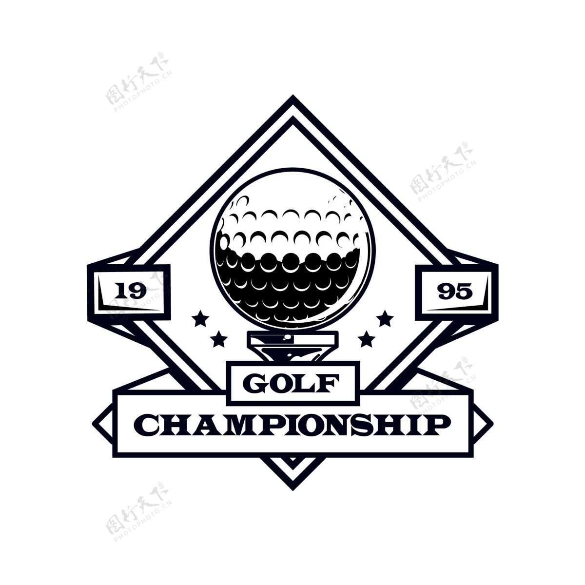 品牌详细复古高尔夫标志模板Logo标记Gold