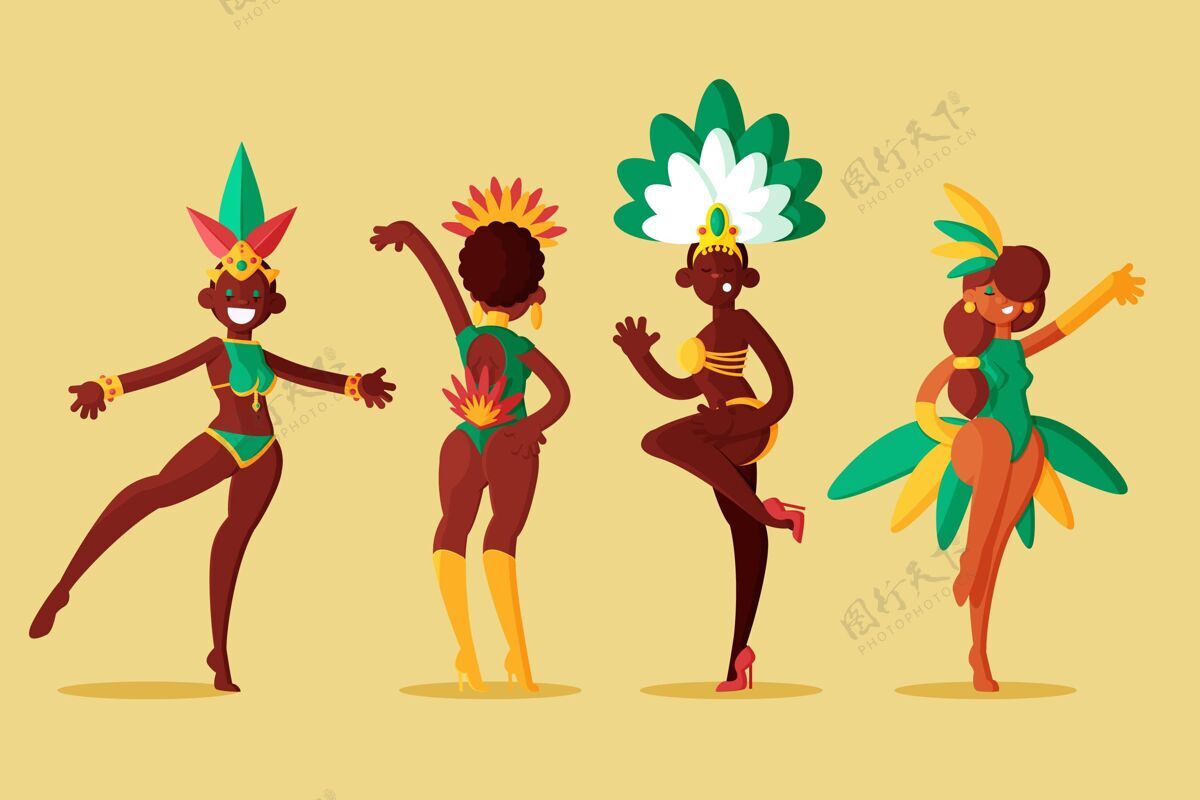 化装舞会带插图的舞者包巴西嘉年华桑巴巴西嘉年华收藏