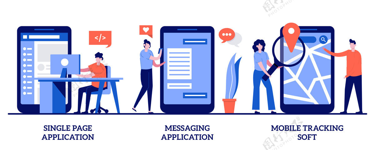 消息单页应用 短信应用 移动跟踪软概念Html跟踪聊天