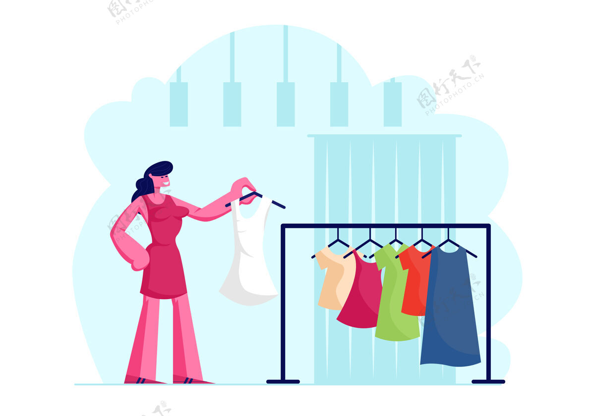 商场年轻时尚的女人在商店里选择新的时尚服饰升华服装时尚