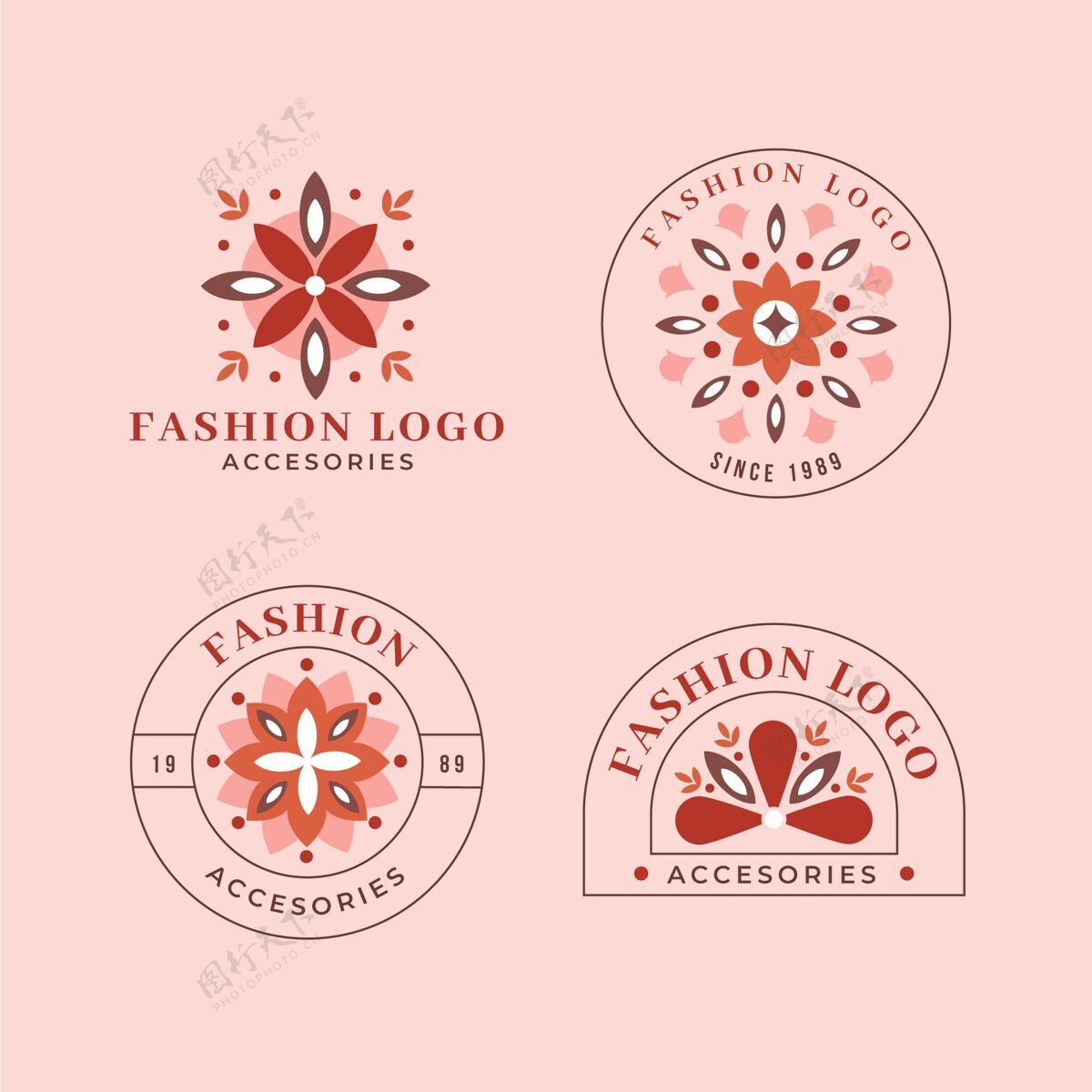 套装平面时尚配饰logo系列标志分类徽章