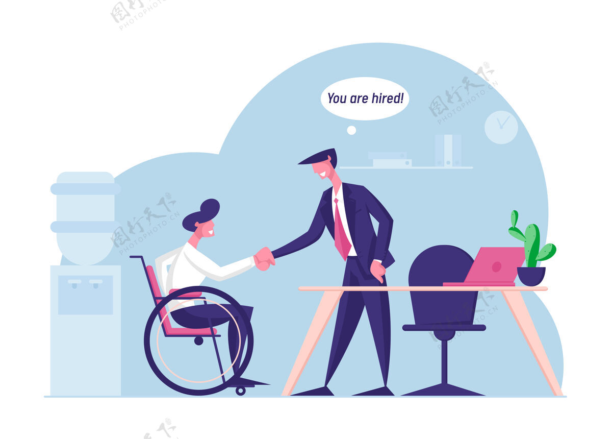 办公室为残疾人工作的理念轮椅人力资源工作场所