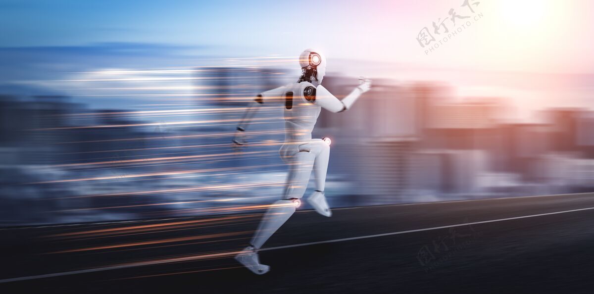 智能运行机器人人形显示快速移动和活力跑步强大学习