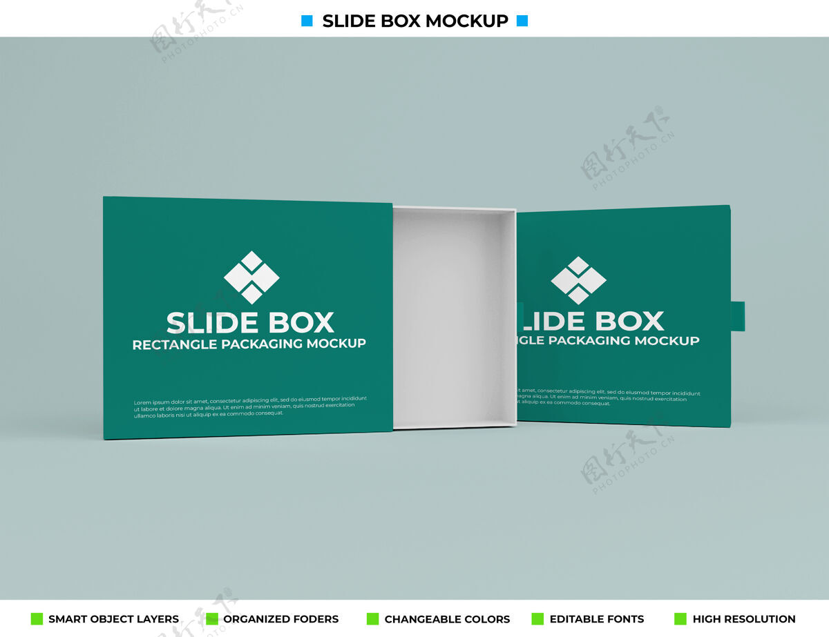 包装幻灯片框模型隔离软彩色背景化妆盒模型模型盒子