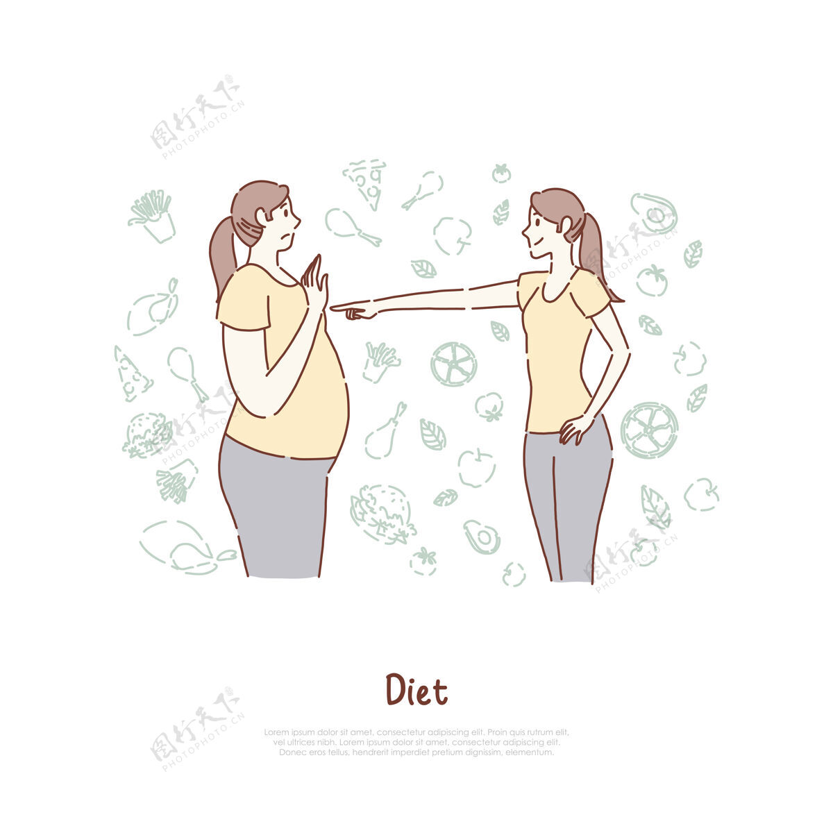 体重又胖又瘦的女人健身食物健康
