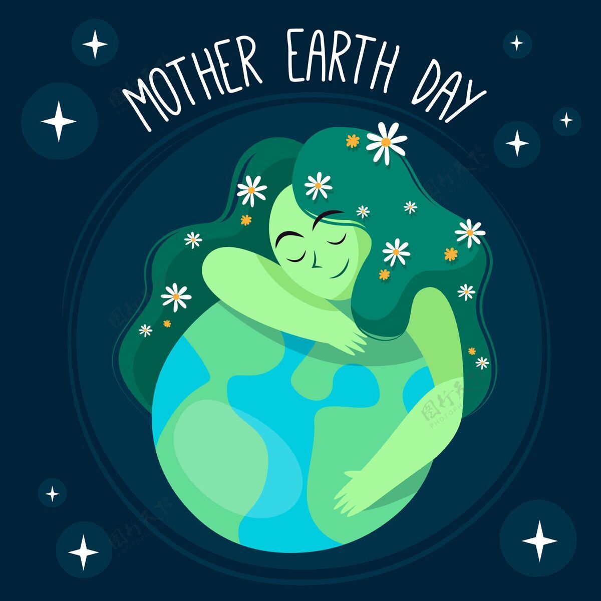 行星地球母亲节插图生态系统实习生地球母亲日