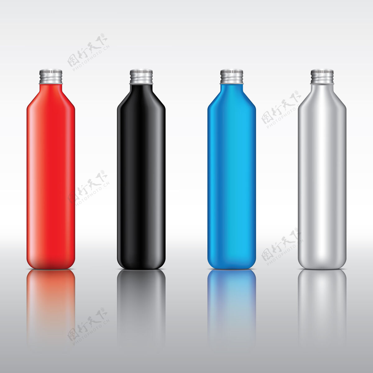 清晰浅色背景上的透明玻璃瓶和金属瓶盖食品包装化妆品