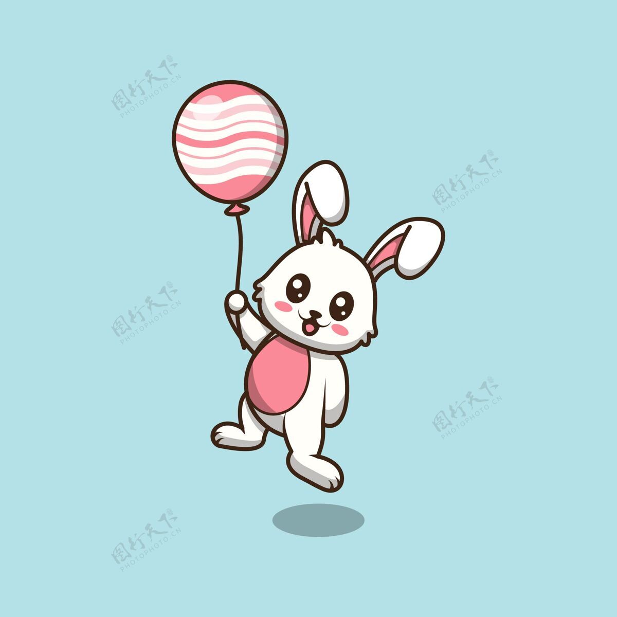 动物可爱的复活节兔子拿着鸡蛋气球卡通插图庆祝季节复活节