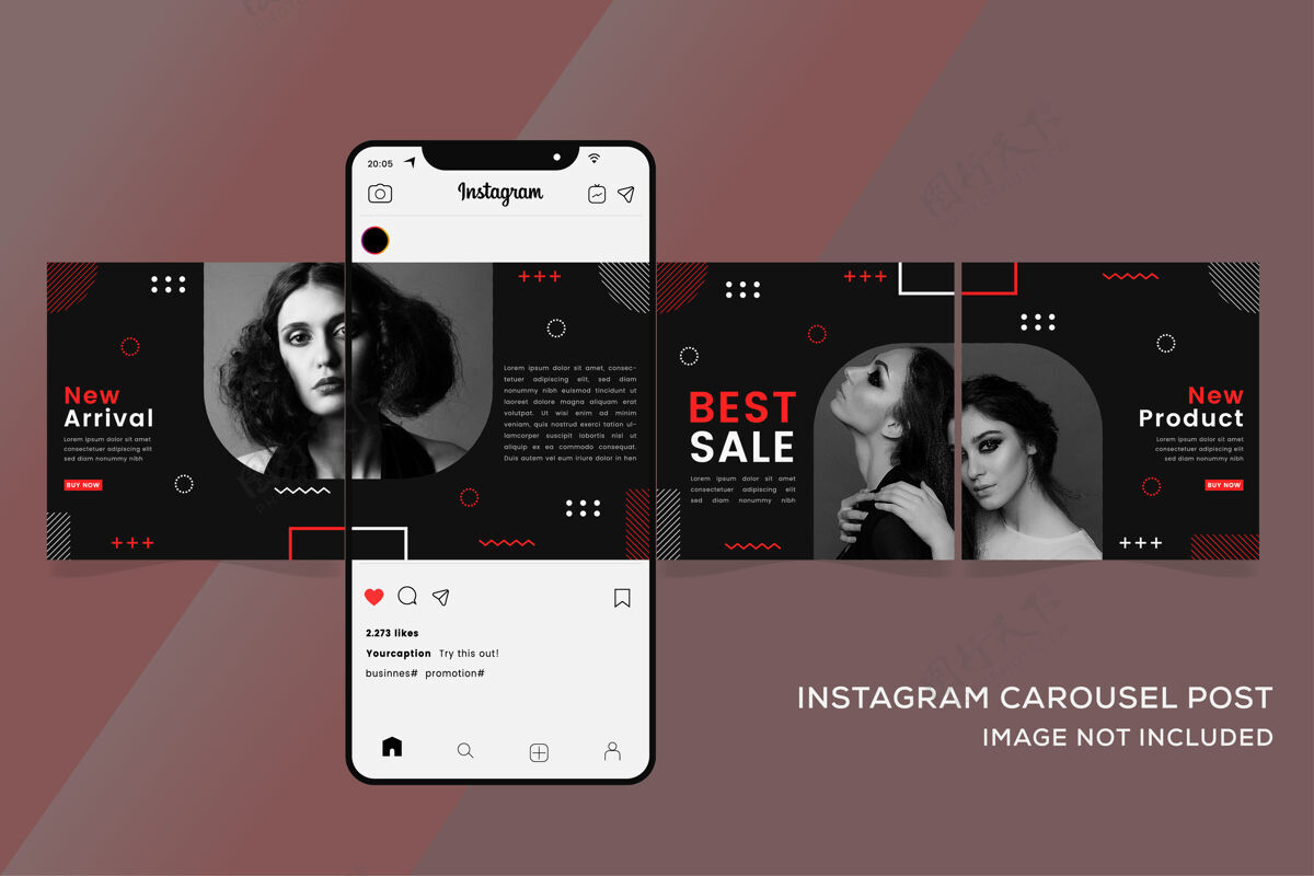社交媒体Carouselinstagram时尚销售模板彩色溢价促销销售应用程序