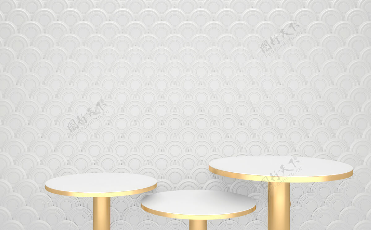 金属金色领奖台最小几何白色和金色抽象风格三维渲染产品中国新年中国