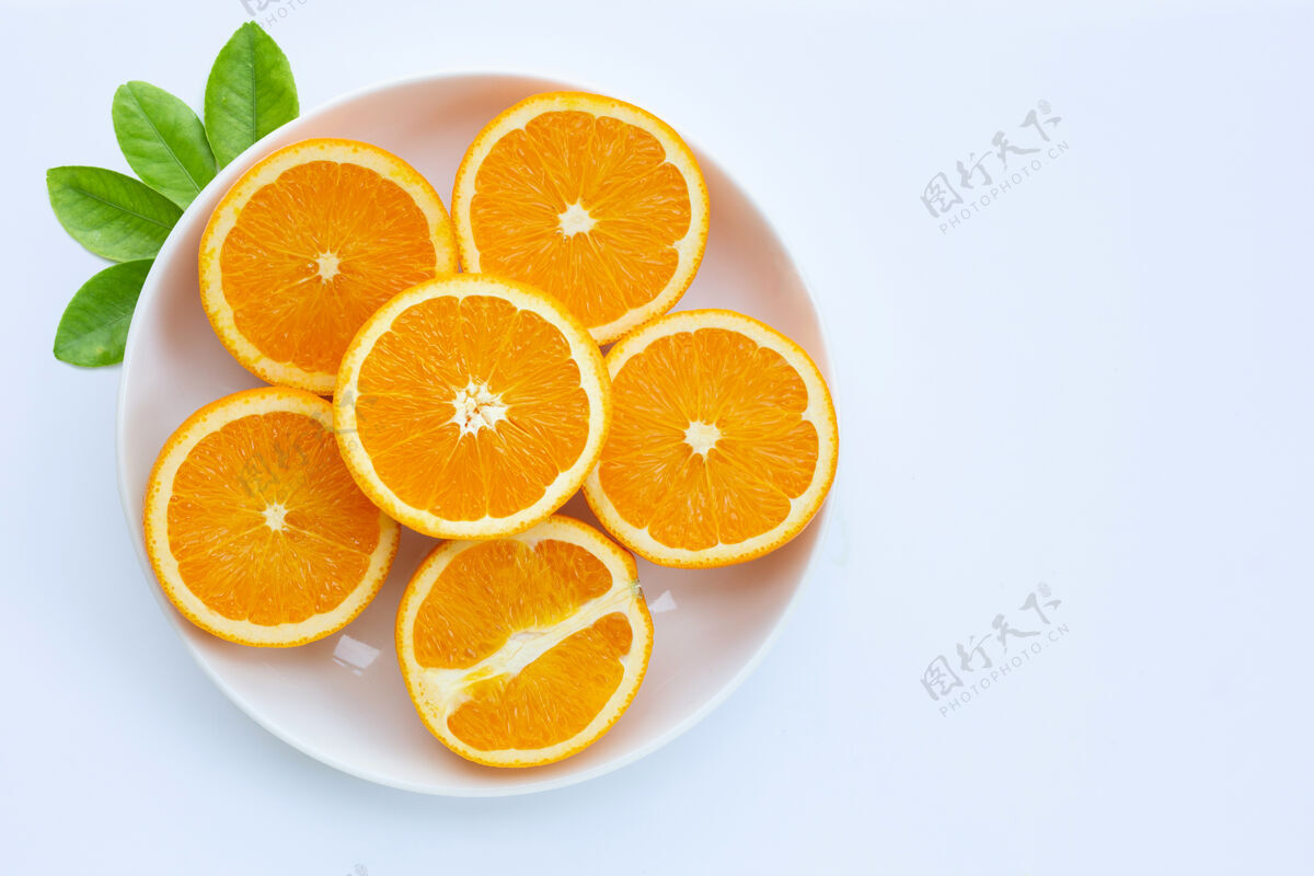 食物高维生素c 多汁 营养丰富甜的新鲜的白色表面的橙色水果植物配料饮料