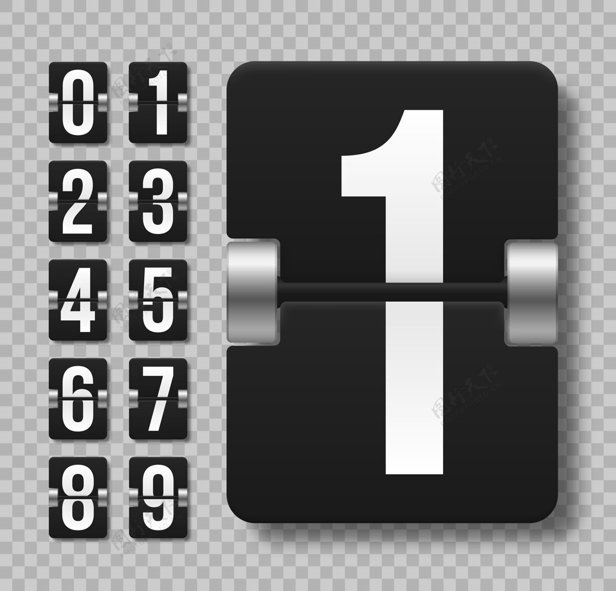记分牌不同数字的黑色机械记分牌分数结果时间