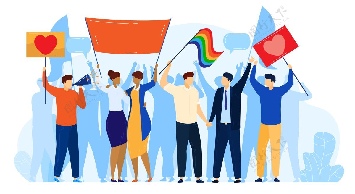 心灵人们抗议 lgbt骄傲激进主义概念说明人民抗议同性恋权利