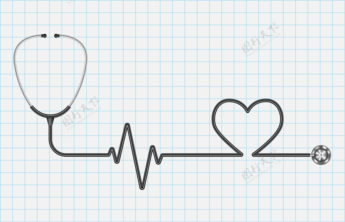 医生现实的听诊器和心脏隔离的图纸背景医疗保健概念护士治疗诊断