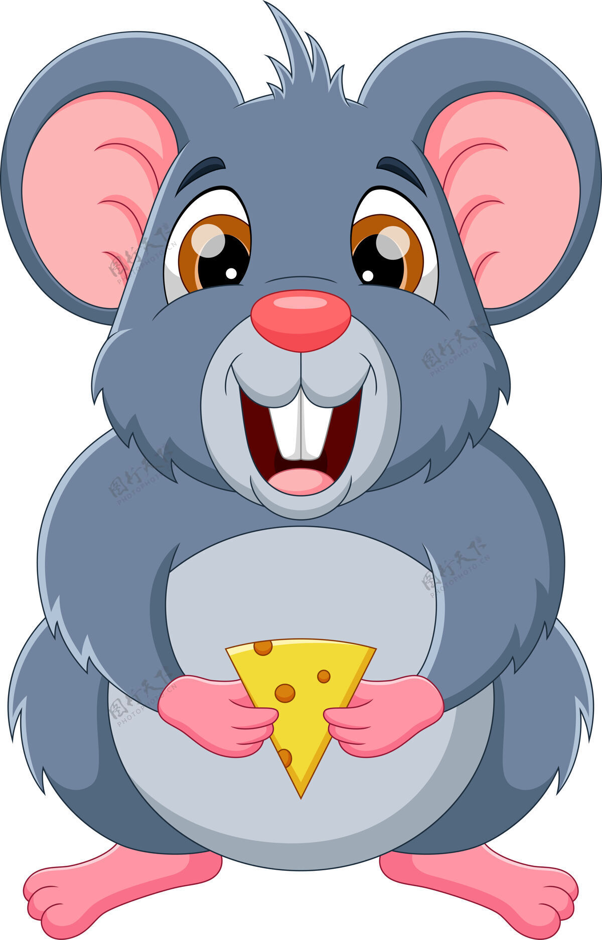 奶酪可爱的卡通老鼠拿着奶酪老鼠卡通人物野生动物
