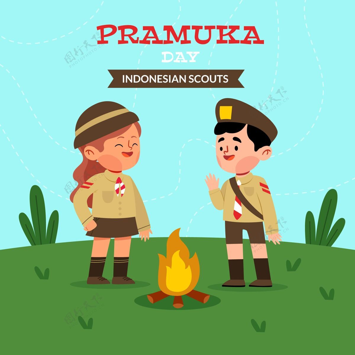 8月14日Pramuka日插图印尼活动童子军