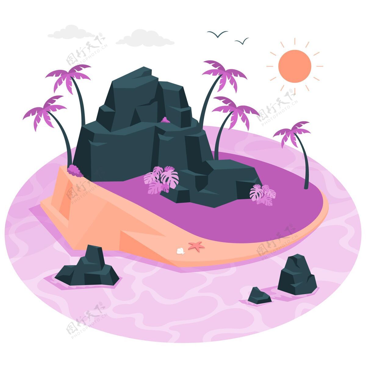 大自然岛屿概念图海洋岛屿棕榈树