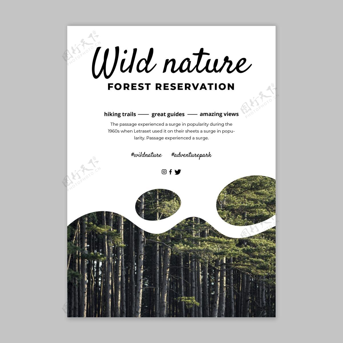 树木野生动物海报模板海报自然野生