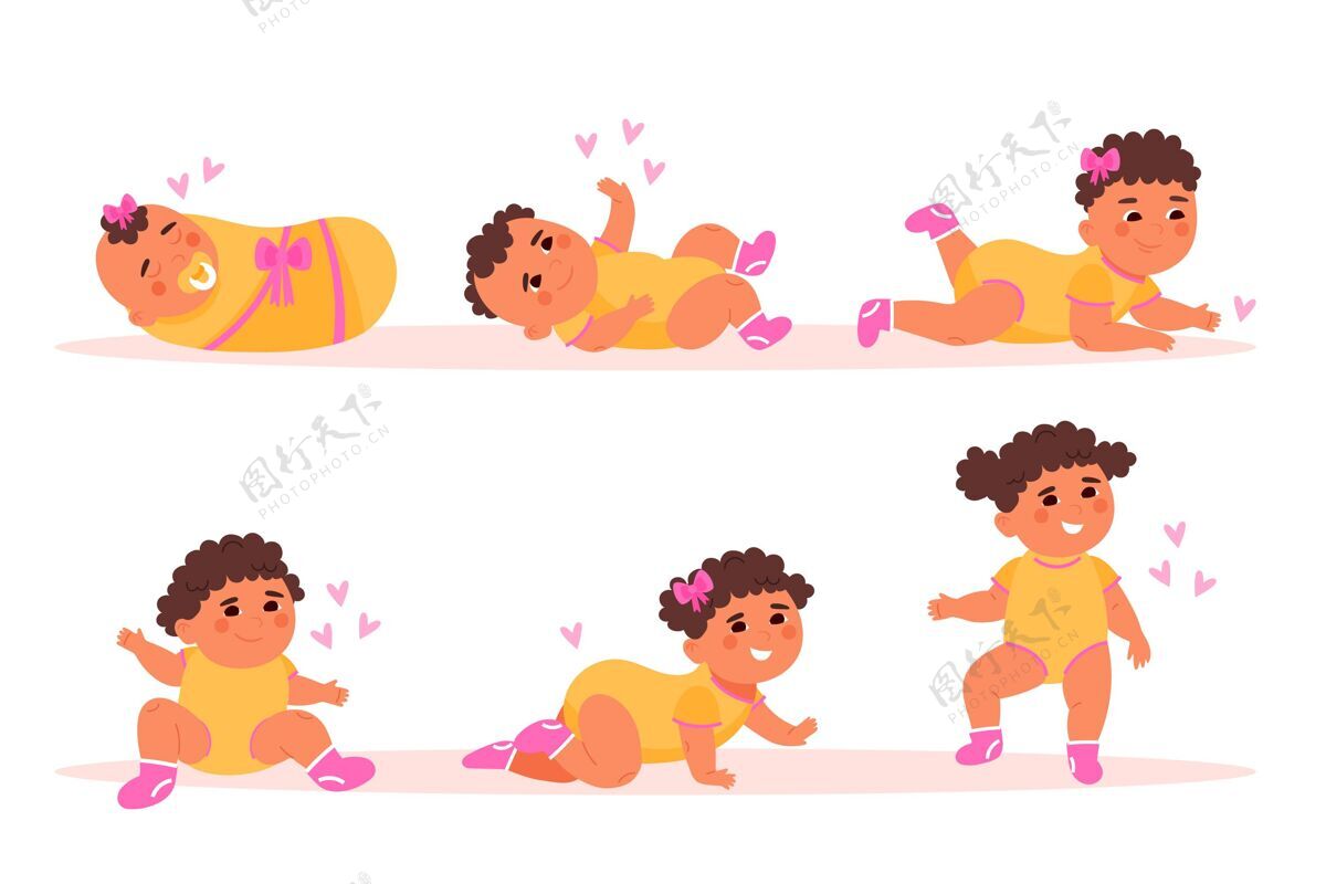 女婴平面设计阶段的女婴插画平面设计可爱收集