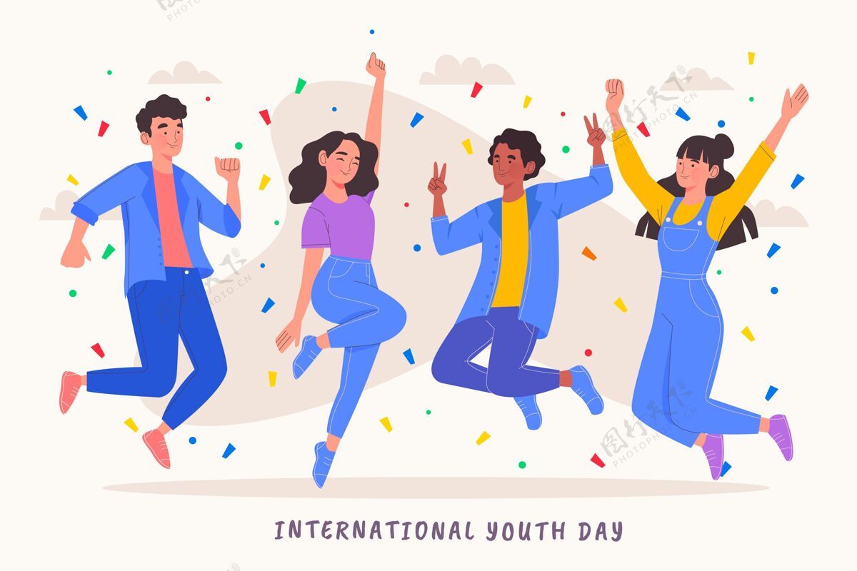 国际青年节国际青年节插画庆典平面设计青年