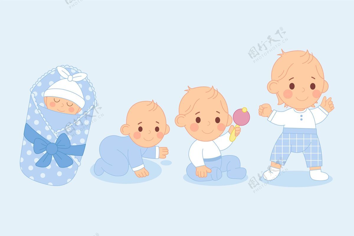 宝贝男婴系列的平面设计阶段人类幼儿收藏