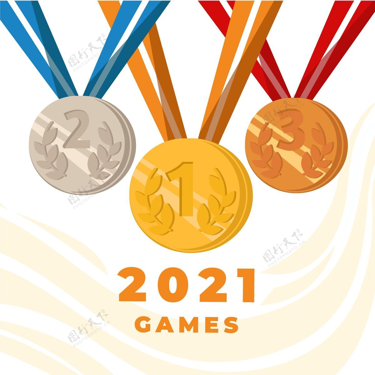 奥运会手绘2021年奥运会插画铜牌比赛金牌