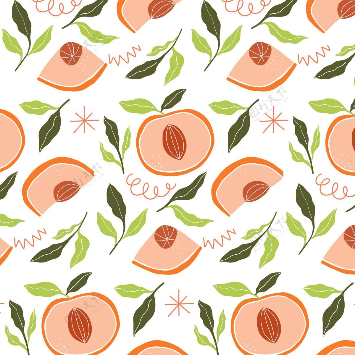 水果桃花图案设计图案桃装饰图案