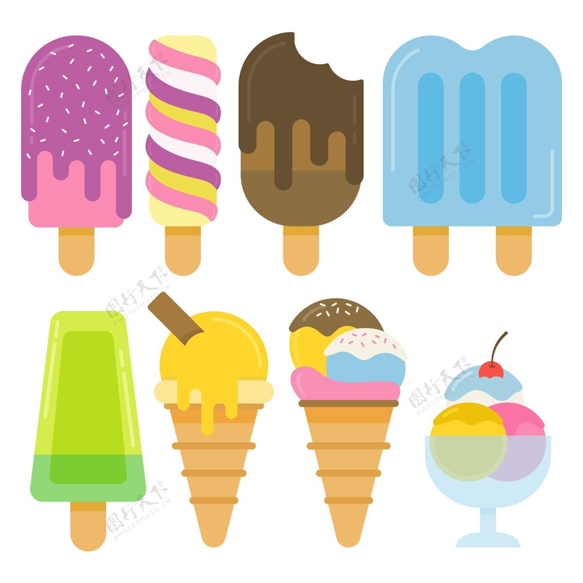 美味美味的冰淇淋包平面设计夏天风味平面设计