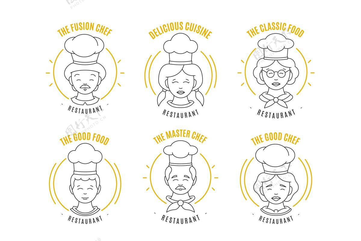 企业线性平面厨师标志系列企业标识品牌公司标识
