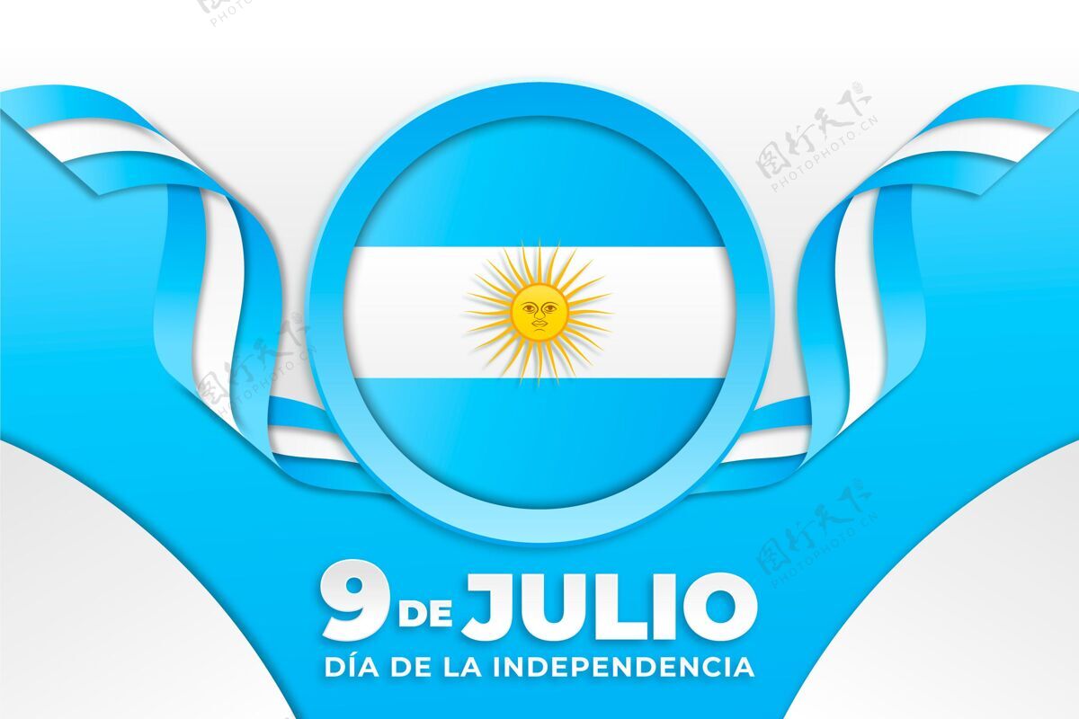 公共假日纸张风格9德胡里奥-声明德独立德拉阿根廷插图爱国军政府总理事件