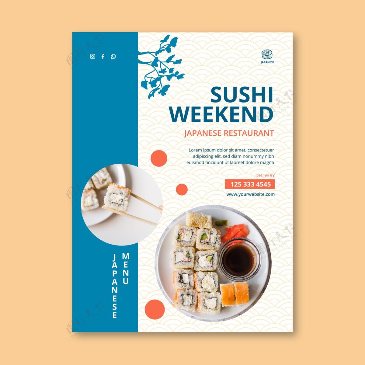 烹饪日本餐厅海报模板美食寿司美味