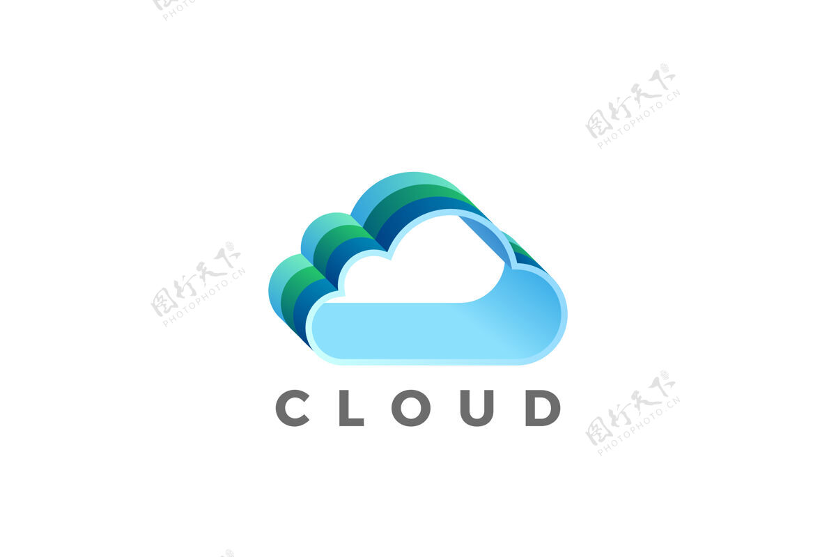 蓝色云计算标志设计数据存储网络技术标志天空网络上传