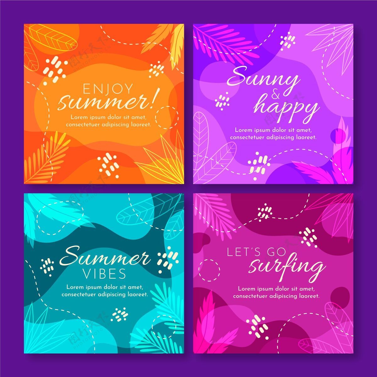 卡片收集夏季卡片系列套装夏季卡片模板季节