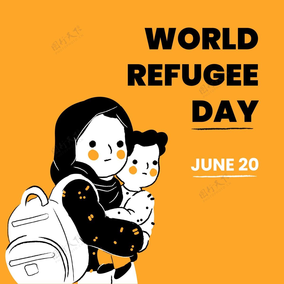 国际手绘世界难民instagram帖子人权意识6月20日