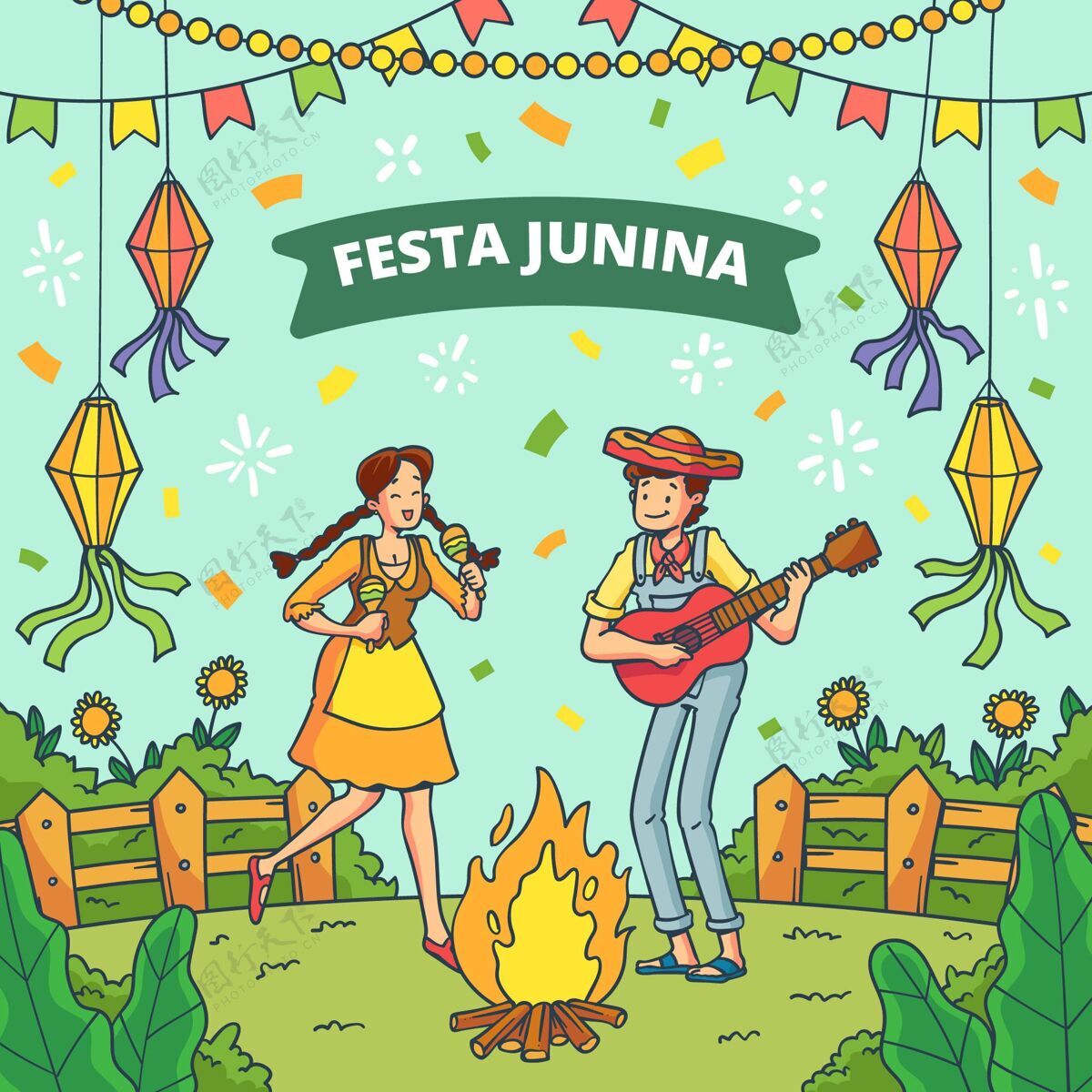 巴西手绘festajunina插图节日巴西6月1日