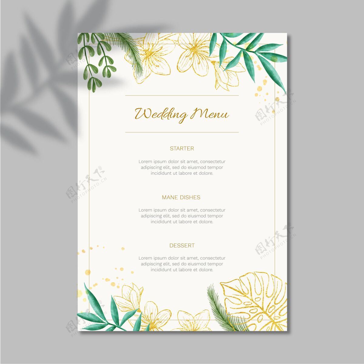婚礼模板花卉婚礼菜单模板设计婚礼花卉设计准备打印