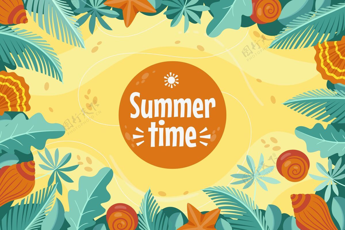 夏天墙纸有机平面夏季背景平面设计夏天夏天