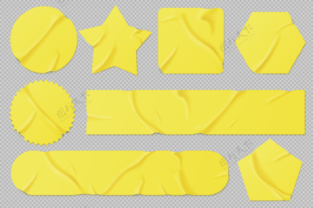 Circular黄色纸或pvc贴纸贴片和胶带YellowStickyGlue