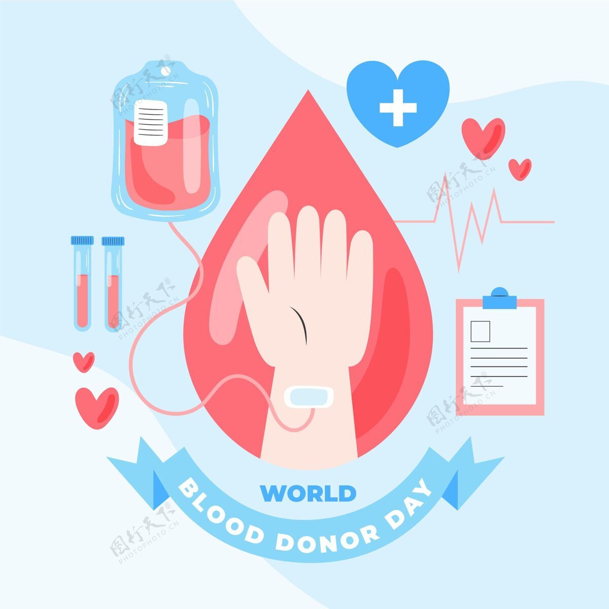 庆祝手绘世界献血者日插画献血献血者拯救生命