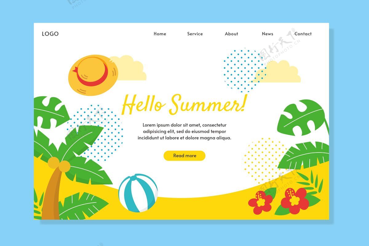 静态页平夏天登陆页模板潜在客户捕获页网页模板夏季