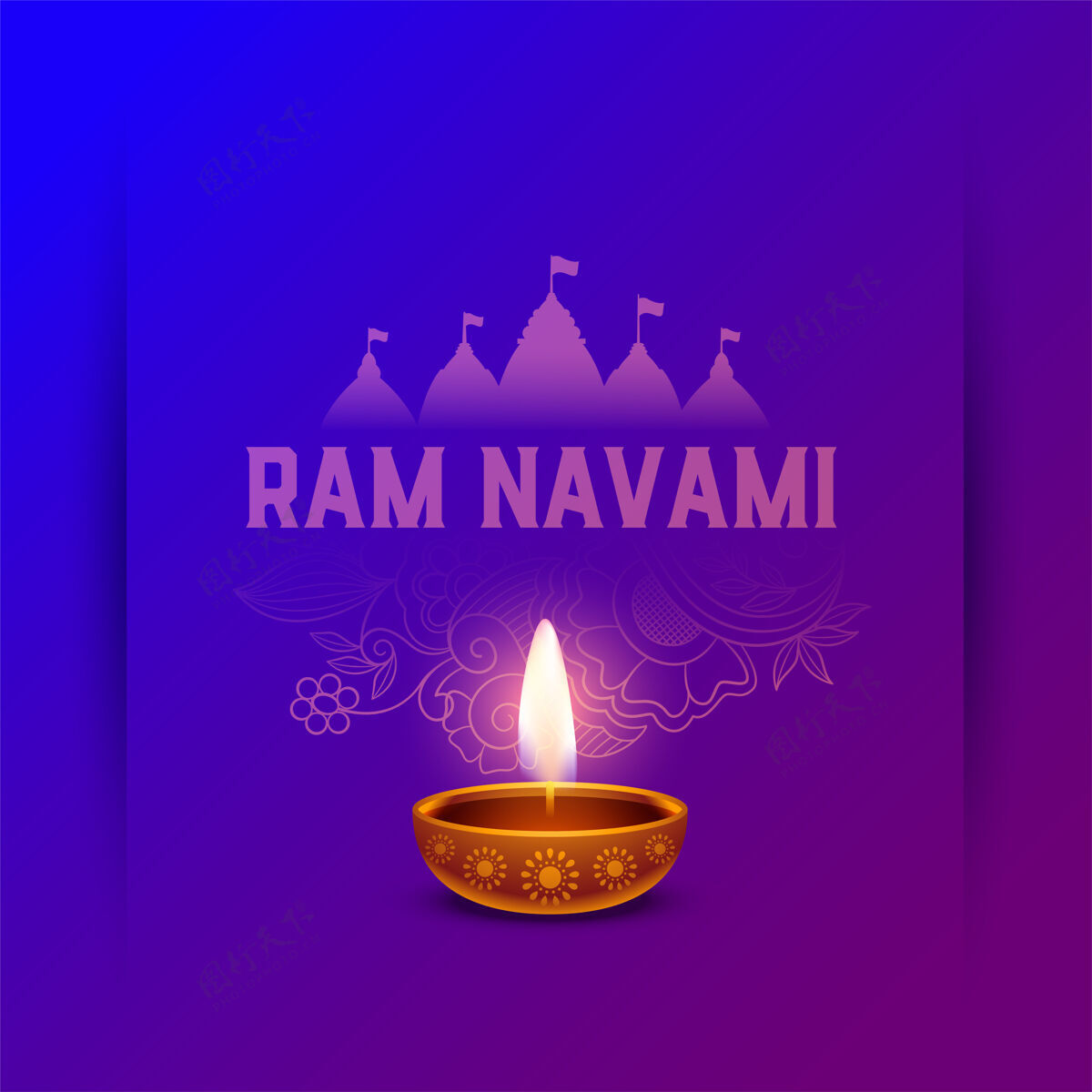 印度拉姆纳瓦米问候与迪亚设计庆祝宗教愿望