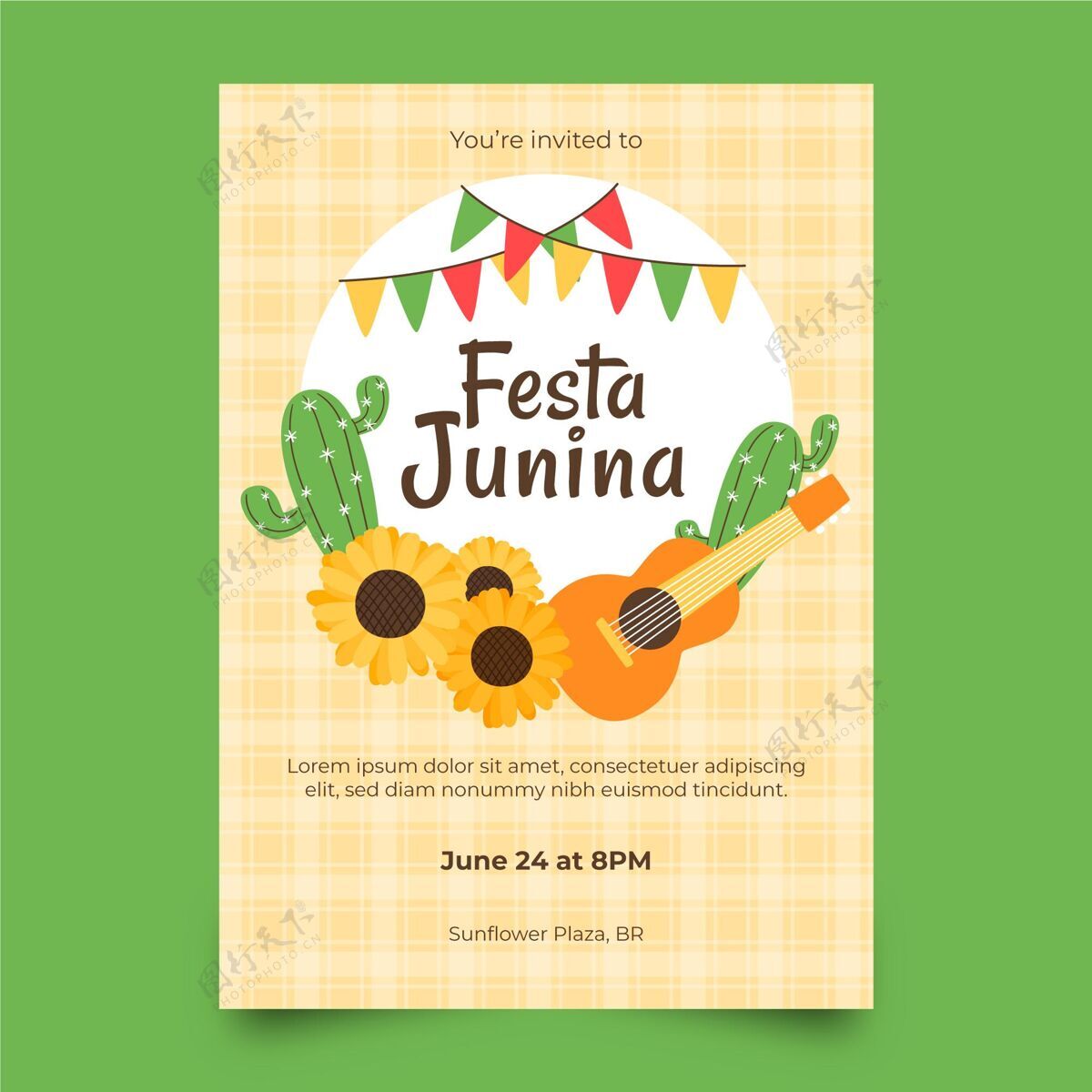 海报手绘festajunina垂直海报模板junina节传单准备印刷