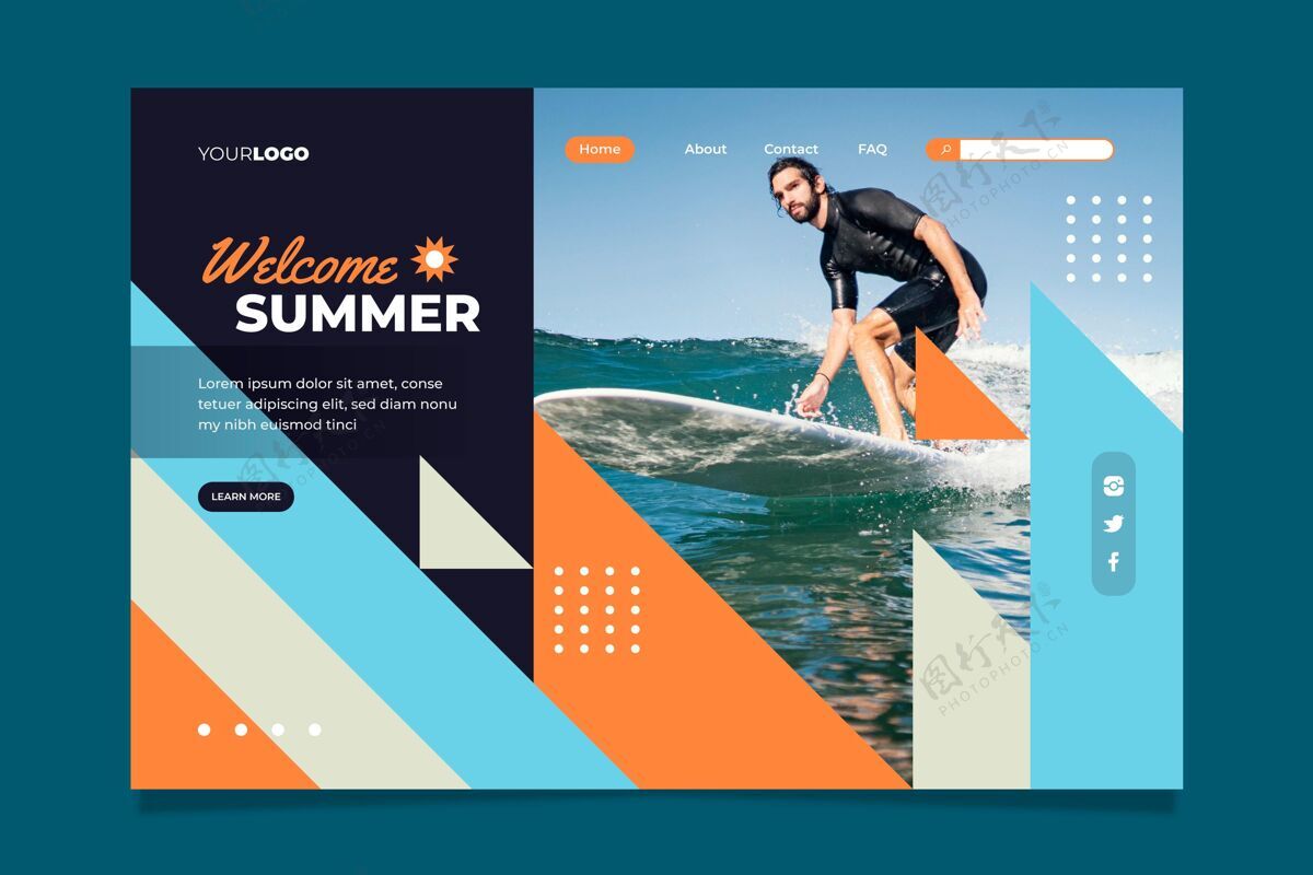 平面设计平面夏季登陆页模板与照片静态页登陆页网页模板