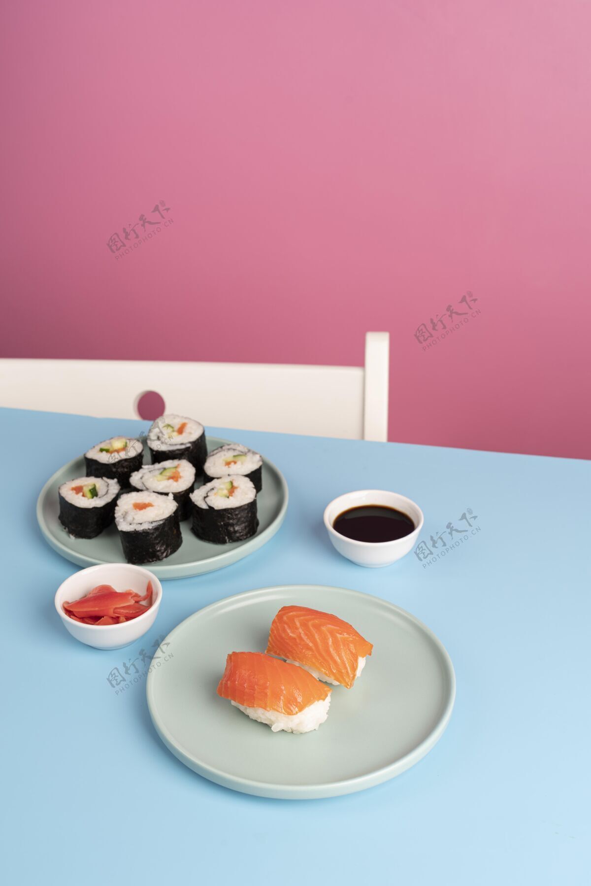 烹饪高角度美味寿司搭配分类食品膳食