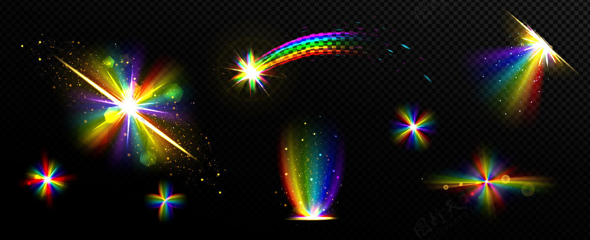 闪亮彩虹水晶光棱镜耀斑反射镜头辉光光泽光谱