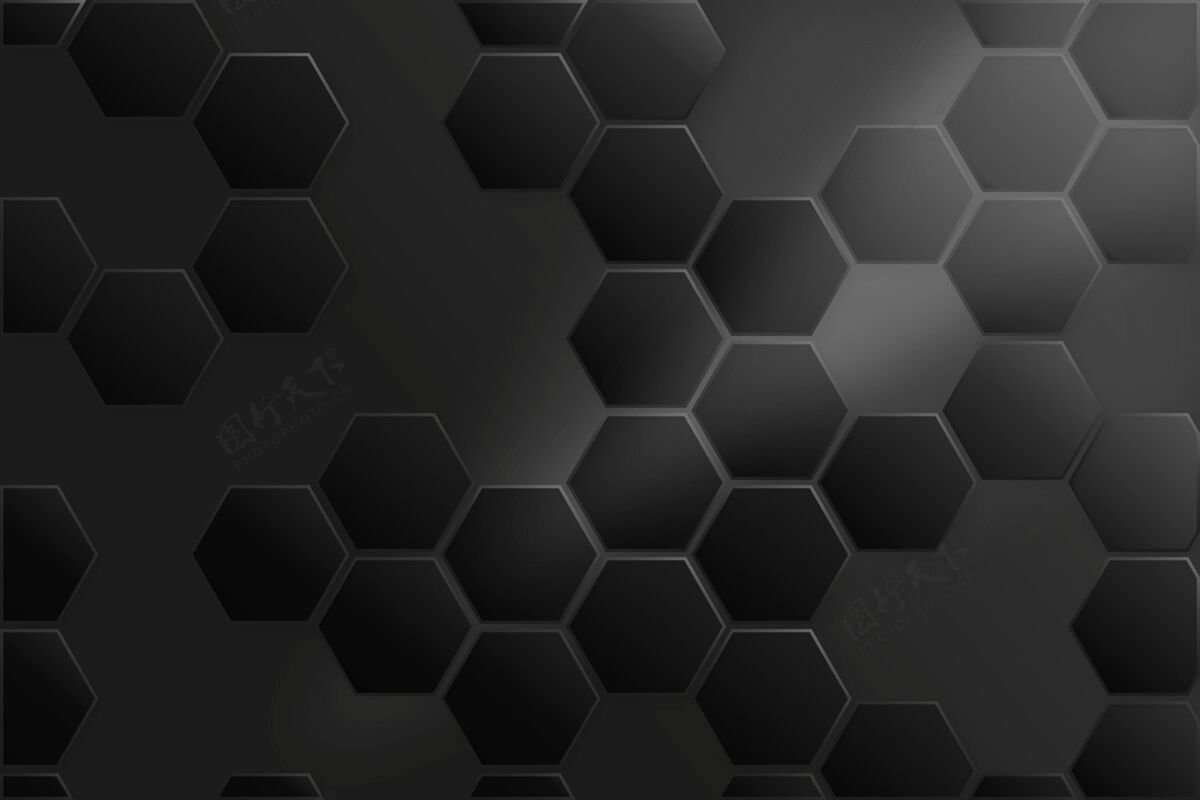 现代黑白几何背景六边形几何渐变