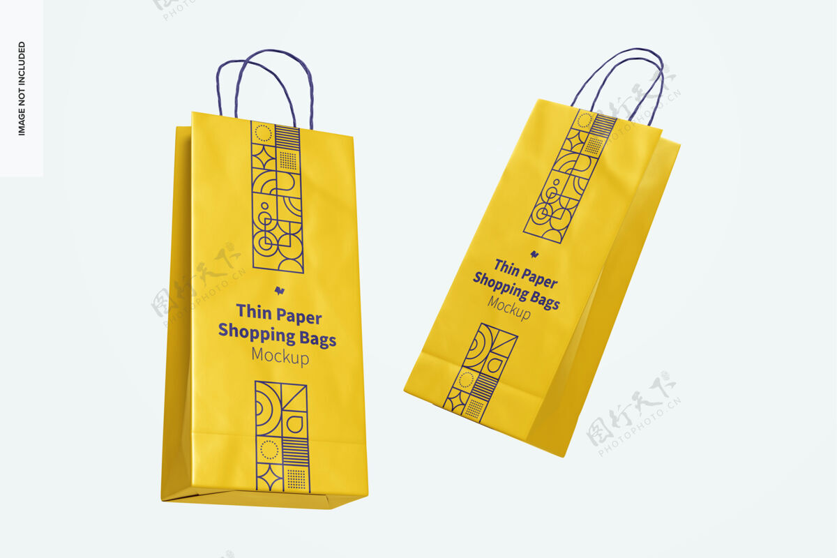 包装薄纸购物袋模型 浮动购物袋袋模型纸袋