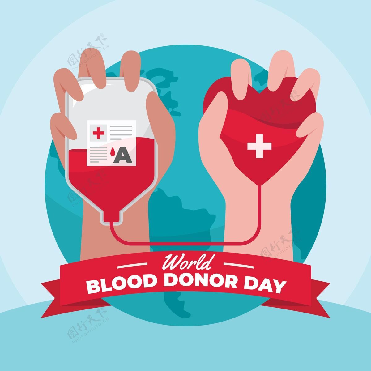 庆典有机平板世界献血者日插画有机拯救生命有机平面